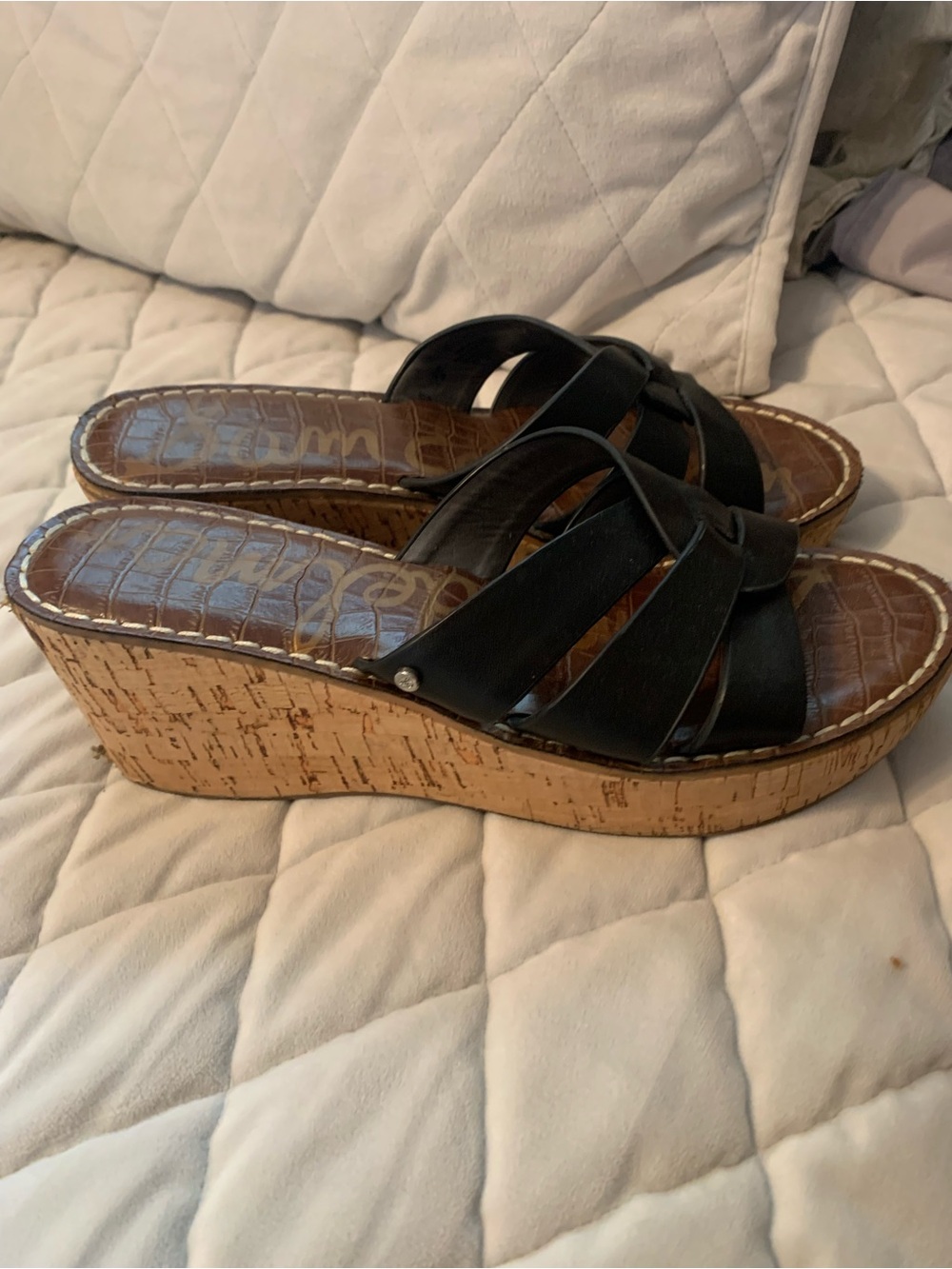 Sam Edelman Black Leather Crisscross Slide Sandals - Picture 2 of 3
